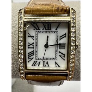 Gossip Womens Watch GSP943 New Battery Brown Leather Band 26MM 7.5" U‎